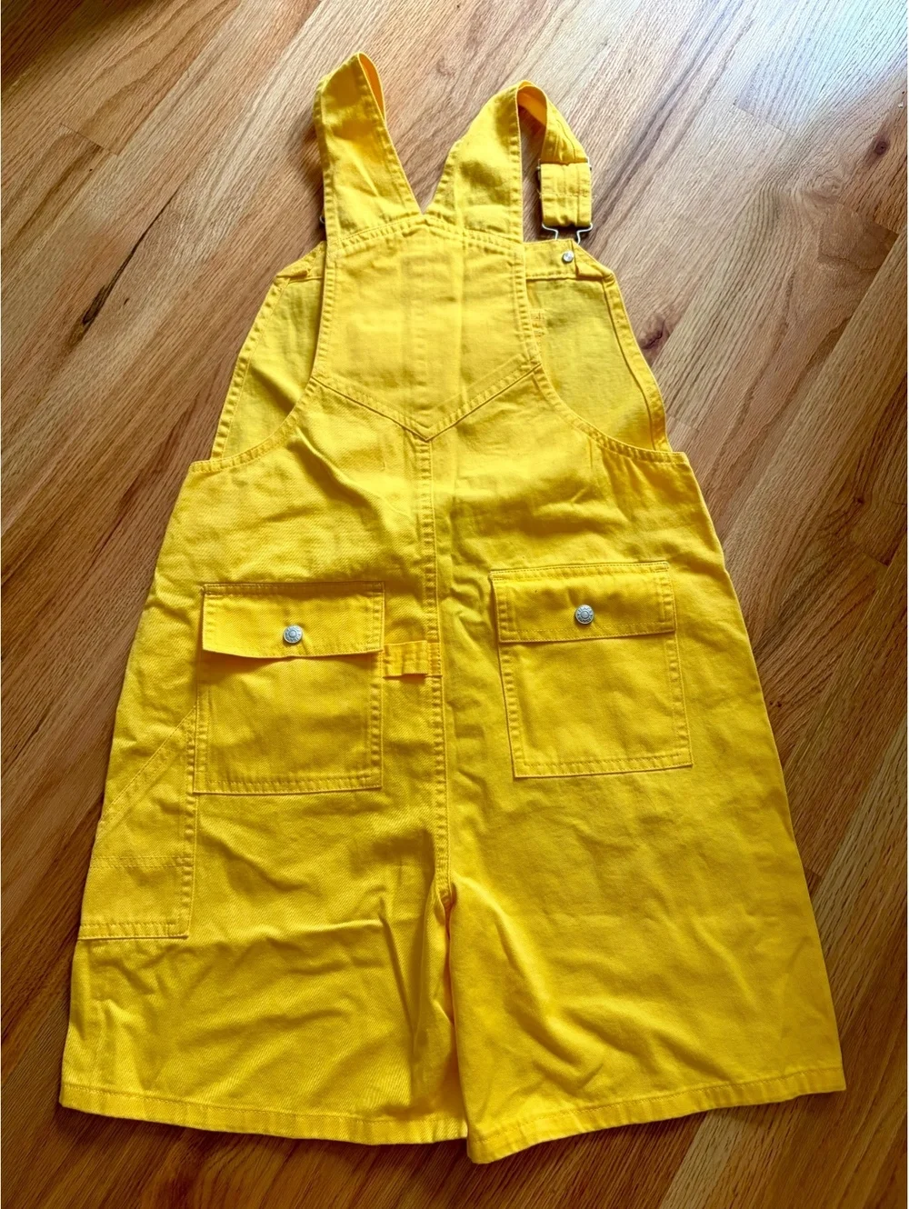 Vintage Y2K The Children’s Place Yellow Denim Shortalls Overalls Girls 12 NWT